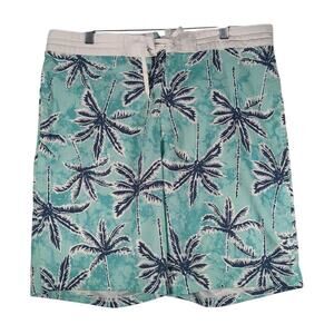 Old Navy White/Blue/Green Palm Built In Flex Board Shorts Mens 36x10" Drawstring